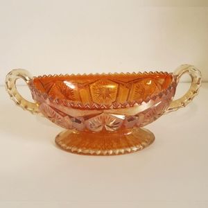 Vintage Imperial Star and File Marigold Carnival Glass Bowl